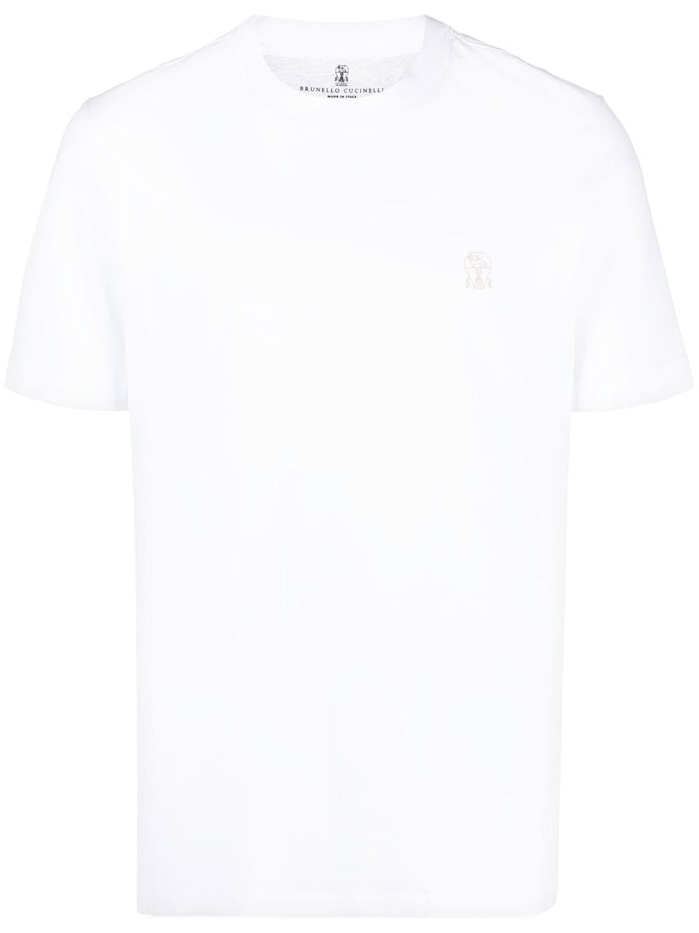 Brunello Cucinelli logo-print short-sleeve T-shirt - White von Brunello Cucinelli