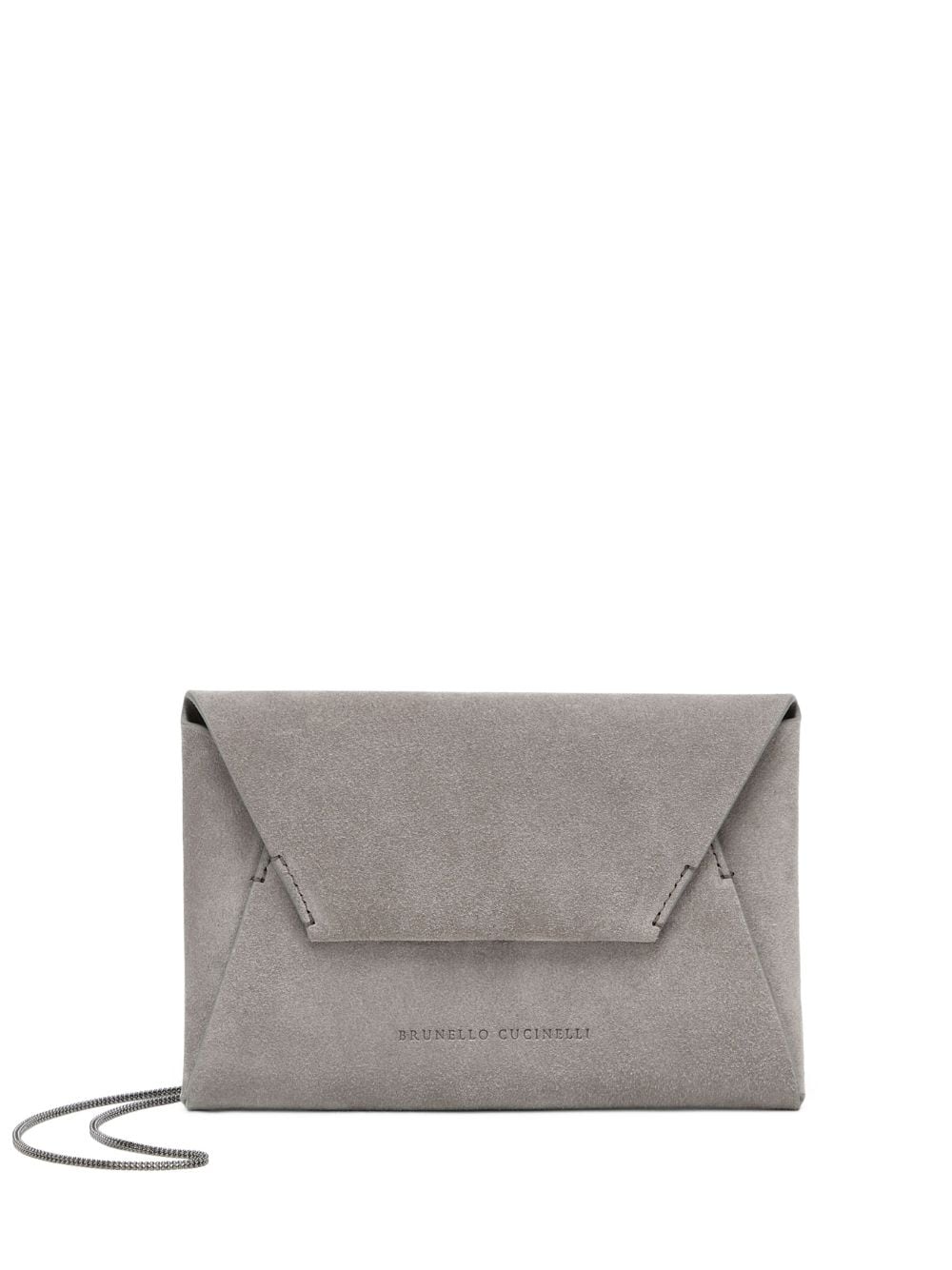 Brunello Cucinelli logo-stamp suede shoulder bag - Grey von Brunello Cucinelli