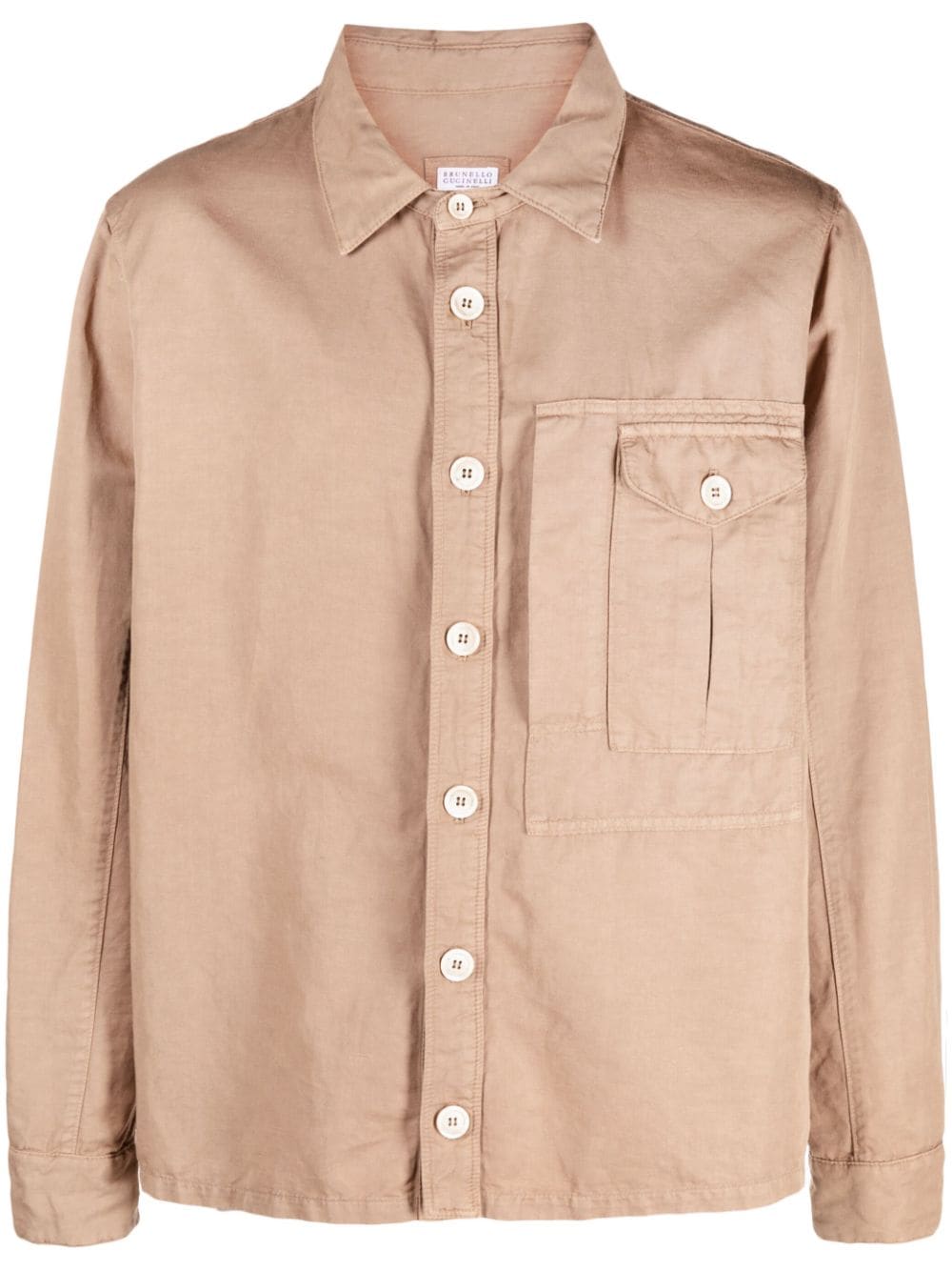 Brunello Cucinelli long-sleeve buttoned shirt jacket - Brown von Brunello Cucinelli