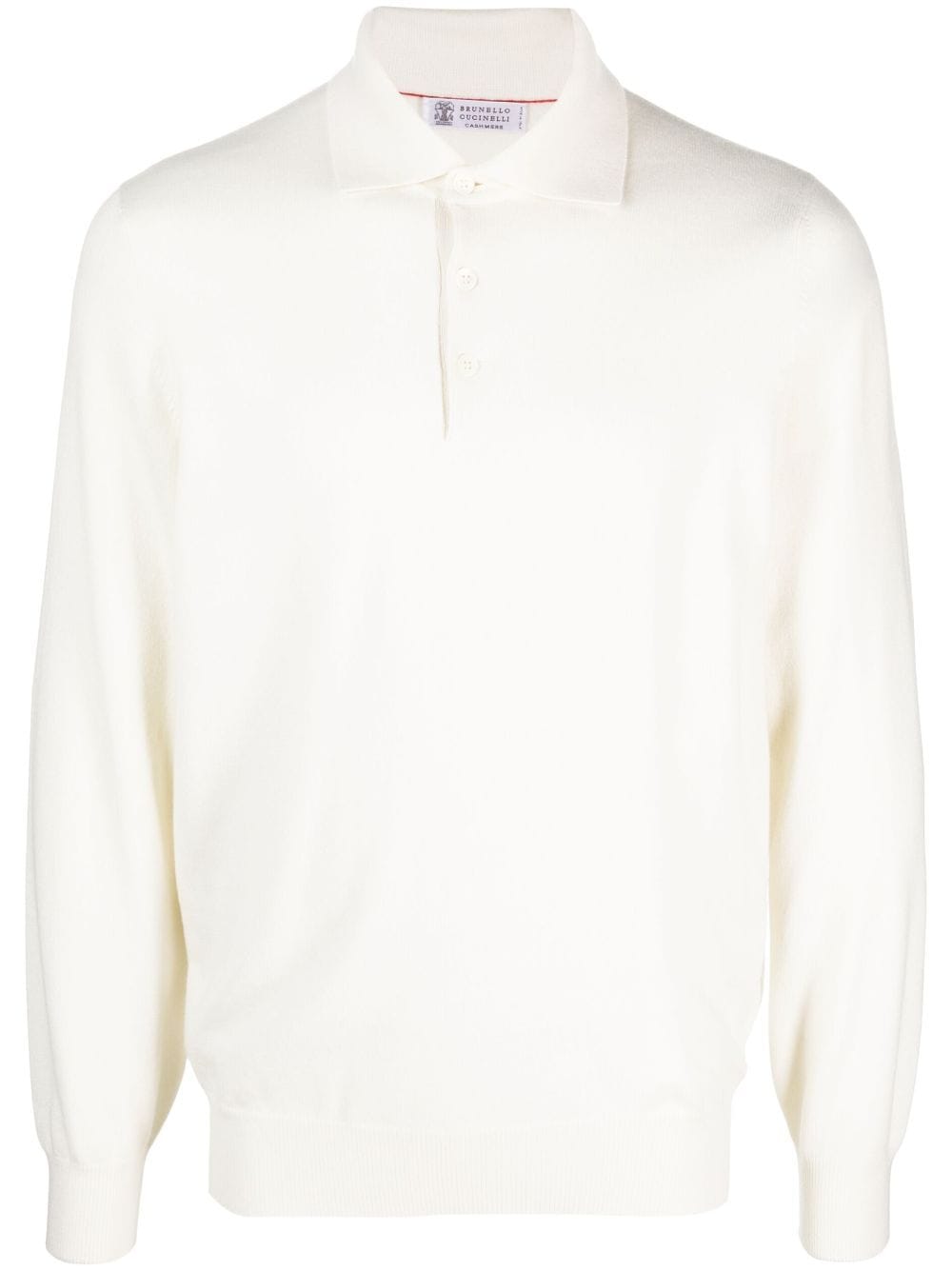 Brunello Cucinelli long-sleeve cashmere polo shirt - White von Brunello Cucinelli