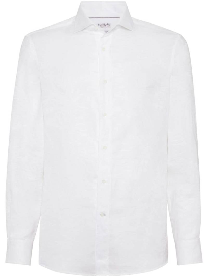 Brunello Cucinelli long-sleeve cotton-blend shirt - White von Brunello Cucinelli