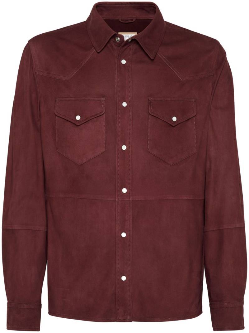 Brunello Cucinelli long-sleeve suede shirt - Red von Brunello Cucinelli