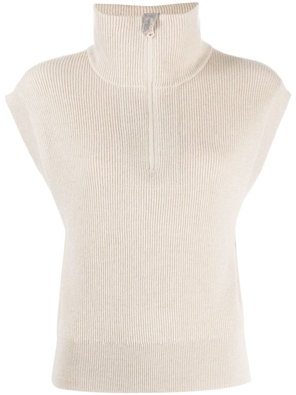 Brunello Cucinelli lurex-detailing sleeveless knitted top - Neutrals von Brunello Cucinelli