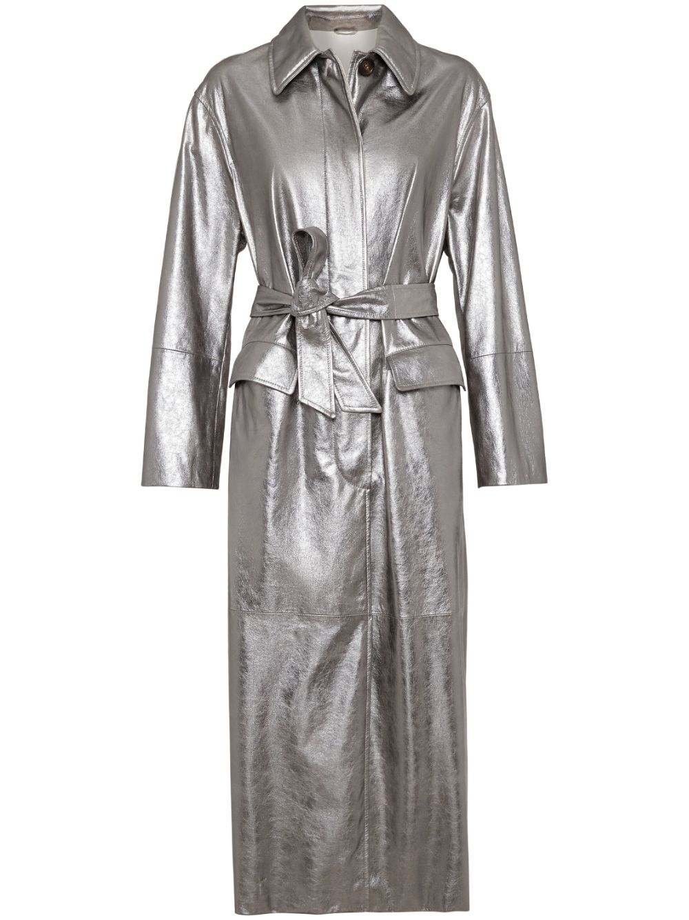 Brunello Cucinelli metallic leather coat - Silver von Brunello Cucinelli