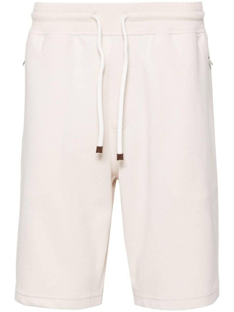 Brunello Cucinelli mid-rise cotton track shorts - Neutrals von Brunello Cucinelli