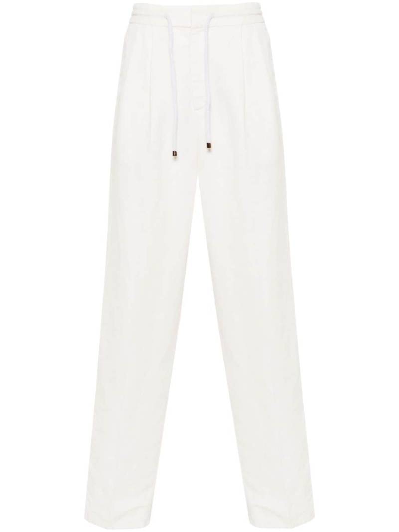 Brunello Cucinelli mid-rise linen blend tapered-leg tailored trousers - White von Brunello Cucinelli