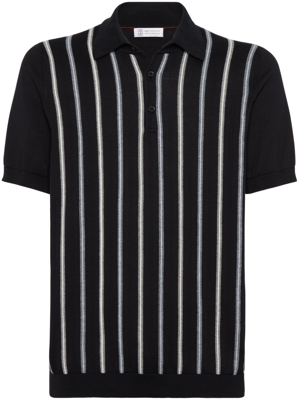 Brunello Cucinelli stripe-jacquard polo shirt - Black von Brunello Cucinelli