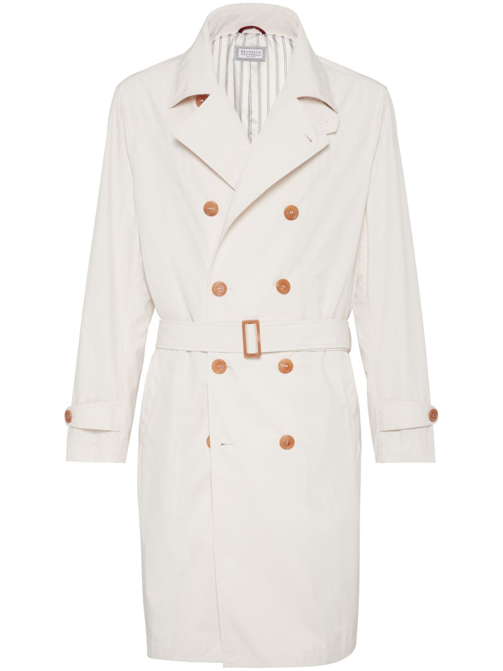 Brunello Cucinelli notched-lapels double-breasted trench coat - White von Brunello Cucinelli