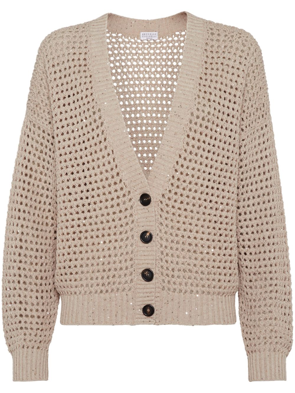 Brunello Cucinelli open-knit sequinned cardigan - Neutrals von Brunello Cucinelli