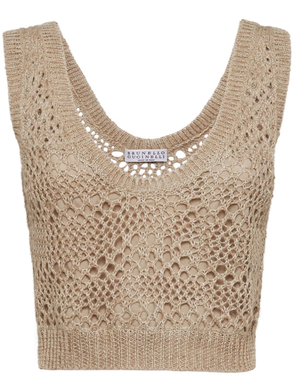 Brunello Cucinelli open-knit tank top - Neutrals von Brunello Cucinelli