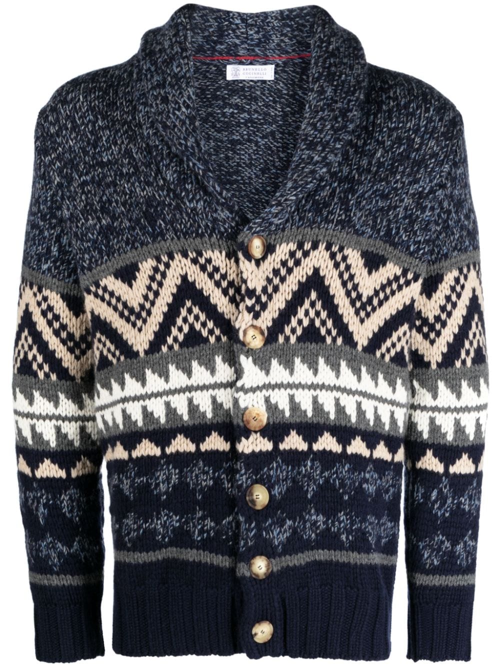 Brunello Cucinelli intarsia cashmere cardigan - Blue von Brunello Cucinelli