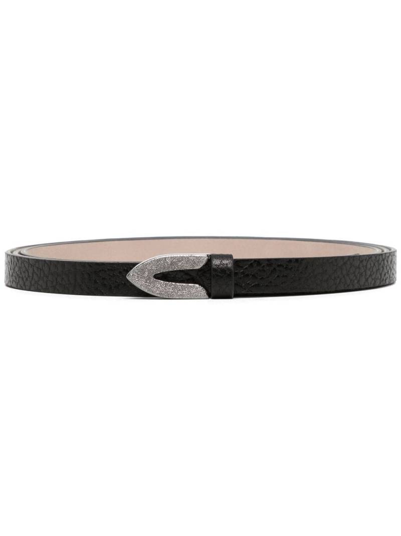 Brunello Cucinelli pebble-leather thin belt - Black von Brunello Cucinelli