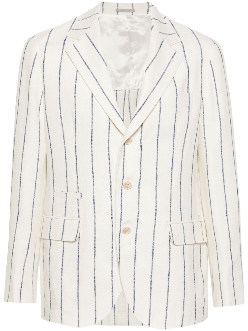 Brunello Cucinelli pinstriped interlock-twill blazer - Neutrals von Brunello Cucinelli