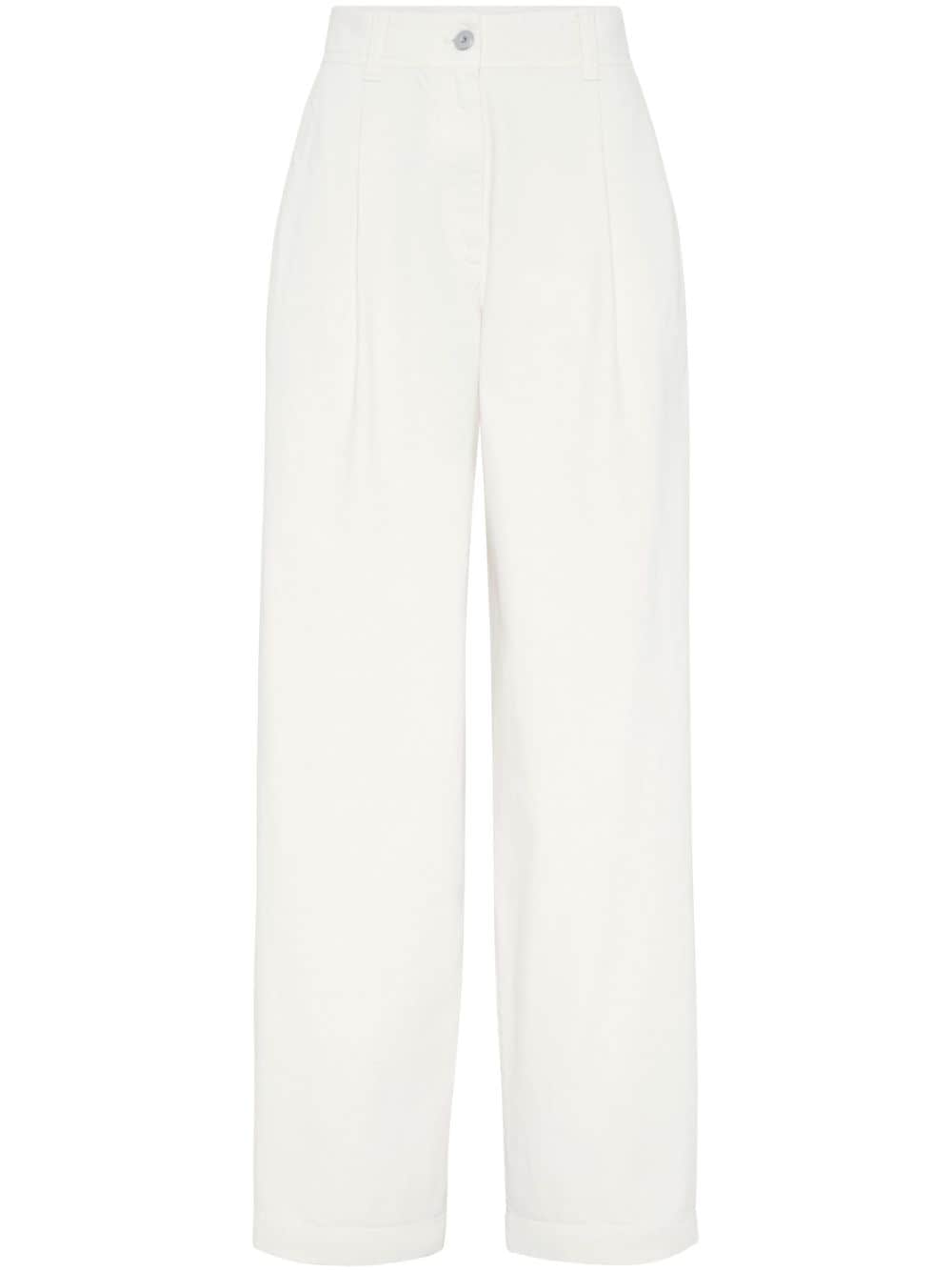 Brunello Cucinelli pleated wide-leg jeans - White von Brunello Cucinelli