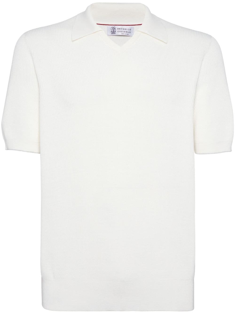 Brunello Cucinelli pointed-flat collar cotton polo shirt - White von Brunello Cucinelli