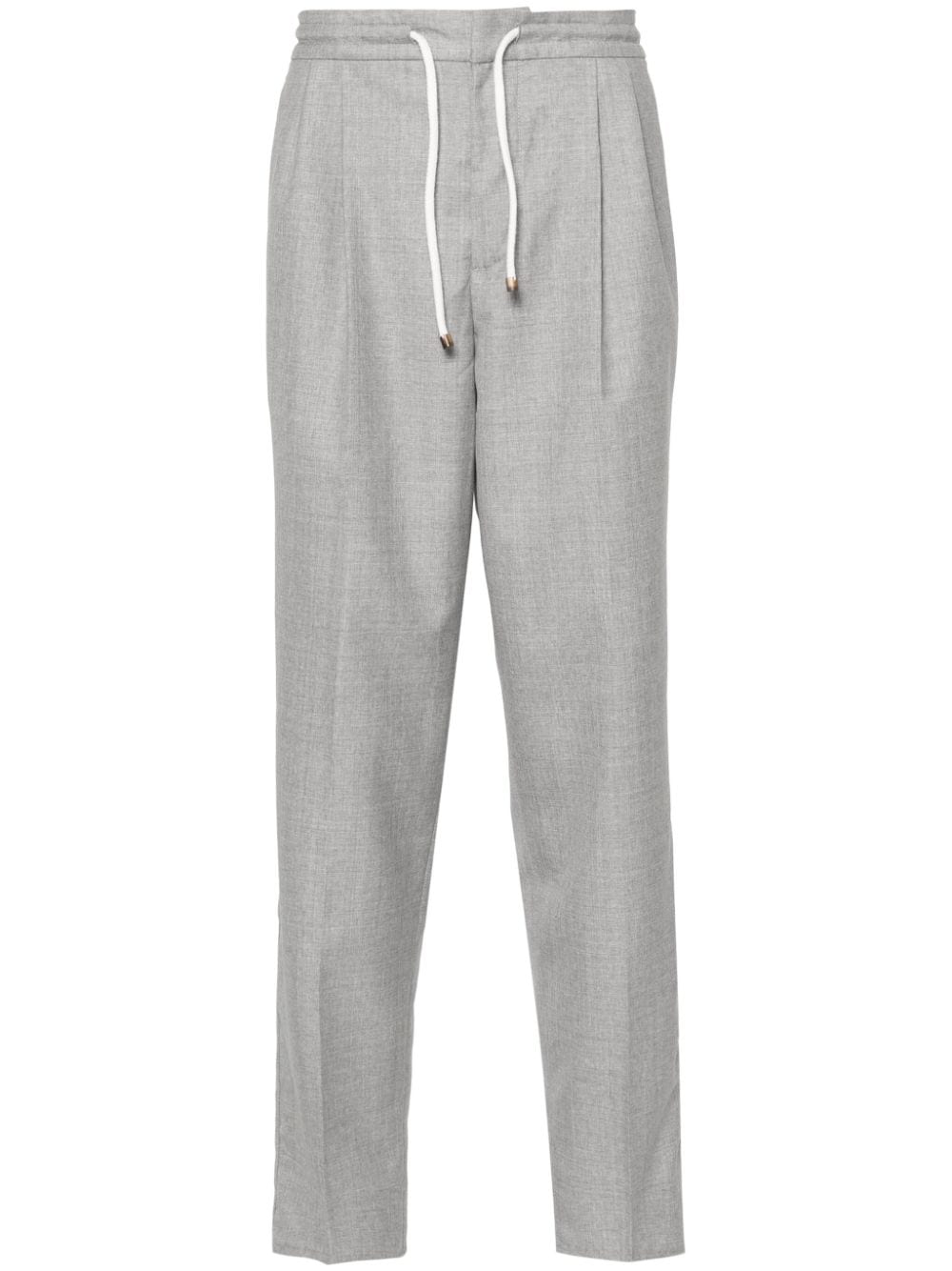 Brunello Cucinelli pressed-crease wool trousers - Grey von Brunello Cucinelli