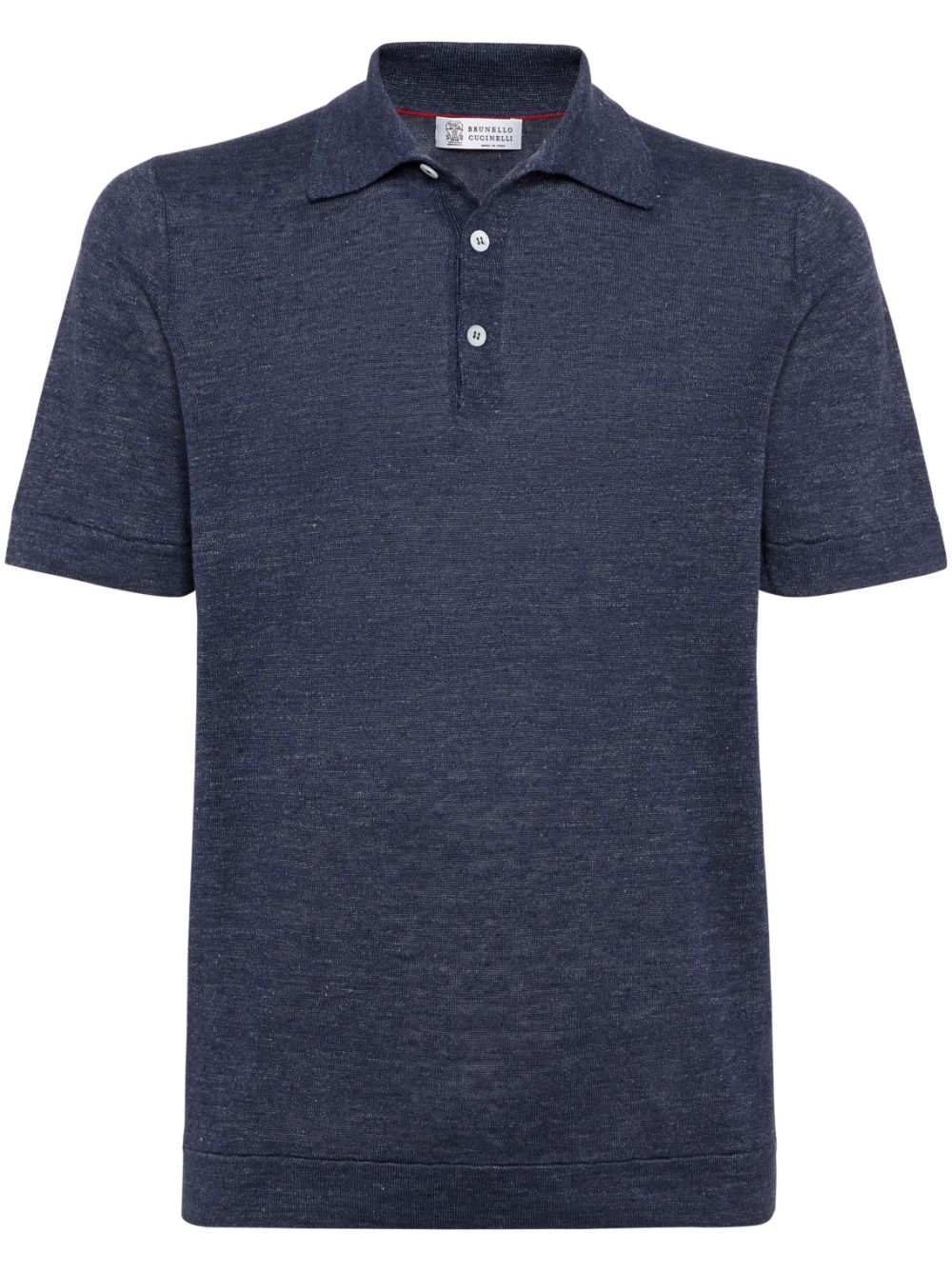 Brunello Cucinelli ribbed-collar slub-texture polo shirt - Blue von Brunello Cucinelli