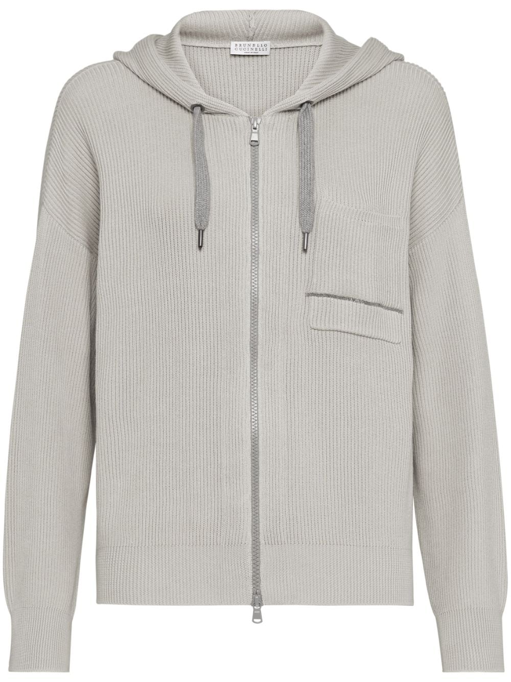 Brunello Cucinelli ribbed cotton hoodie - Grey von Brunello Cucinelli