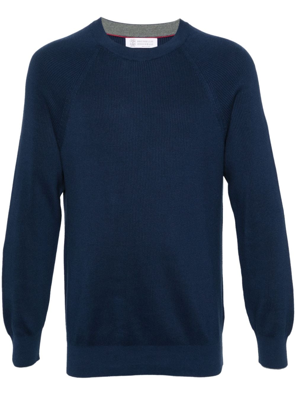 Brunello Cucinelli ribbed cotton jumper - Blue von Brunello Cucinelli