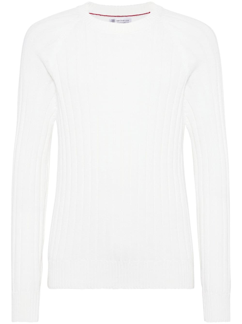 Brunello Cucinelli ribbed-knit cotton jumper - White von Brunello Cucinelli