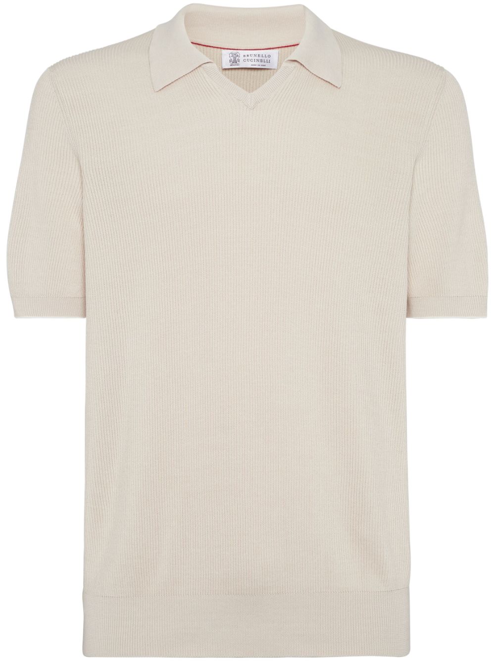 Brunello Cucinelli ribbed-knit cotton polo shirt - Neutrals von Brunello Cucinelli