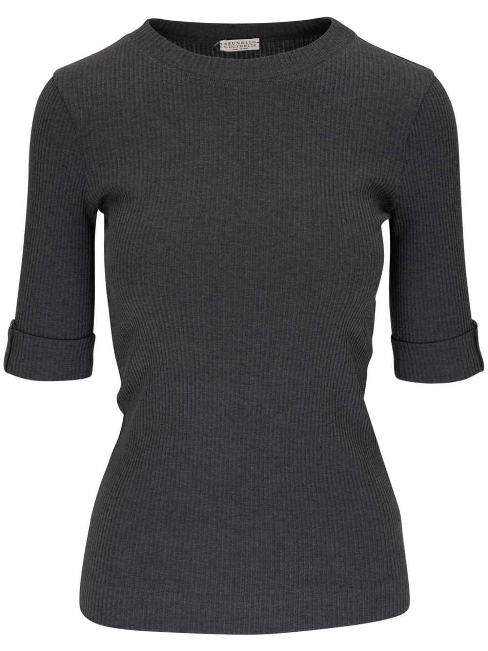 Brunello Cucinelli ribbed-knit cotton top - Black von Brunello Cucinelli