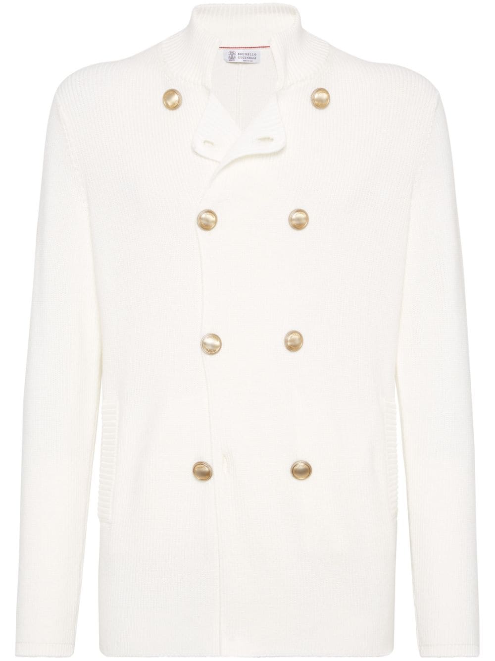 Brunello Cucinelli ribbed-knit double-breasted cardigan - White von Brunello Cucinelli