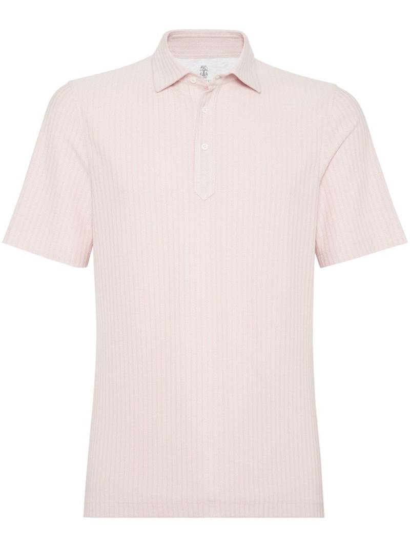 Brunello Cucinelli ribbed-knit polo shirt - Pink von Brunello Cucinelli