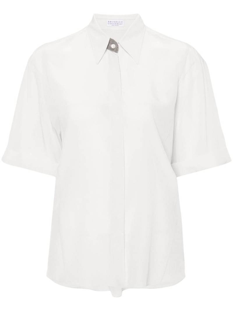 Brunello Cucinelli semi-sheer silk shirt - Neutrals von Brunello Cucinelli