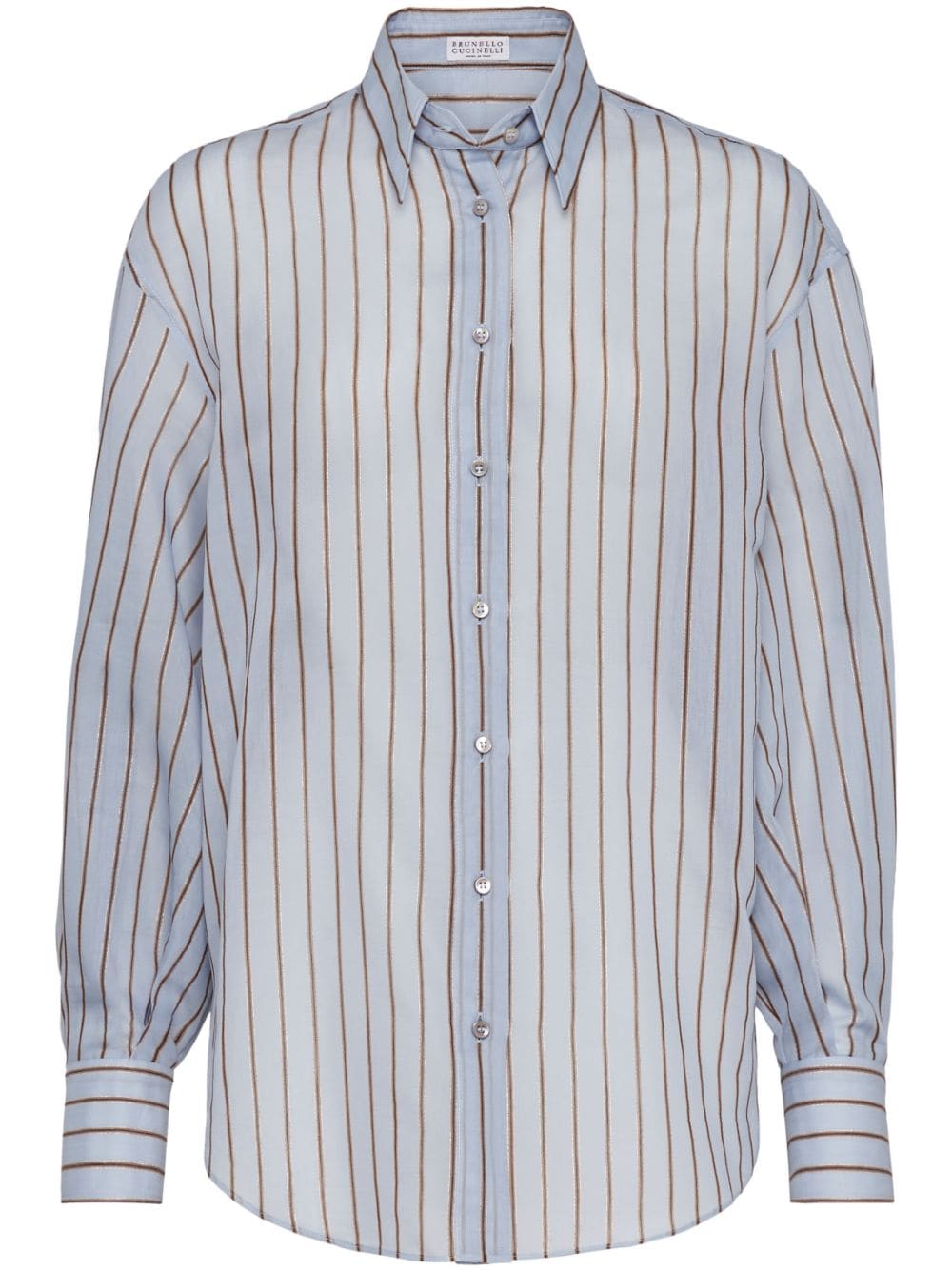 Brunello Cucinelli semi-sheer striped shirt - Blue von Brunello Cucinelli