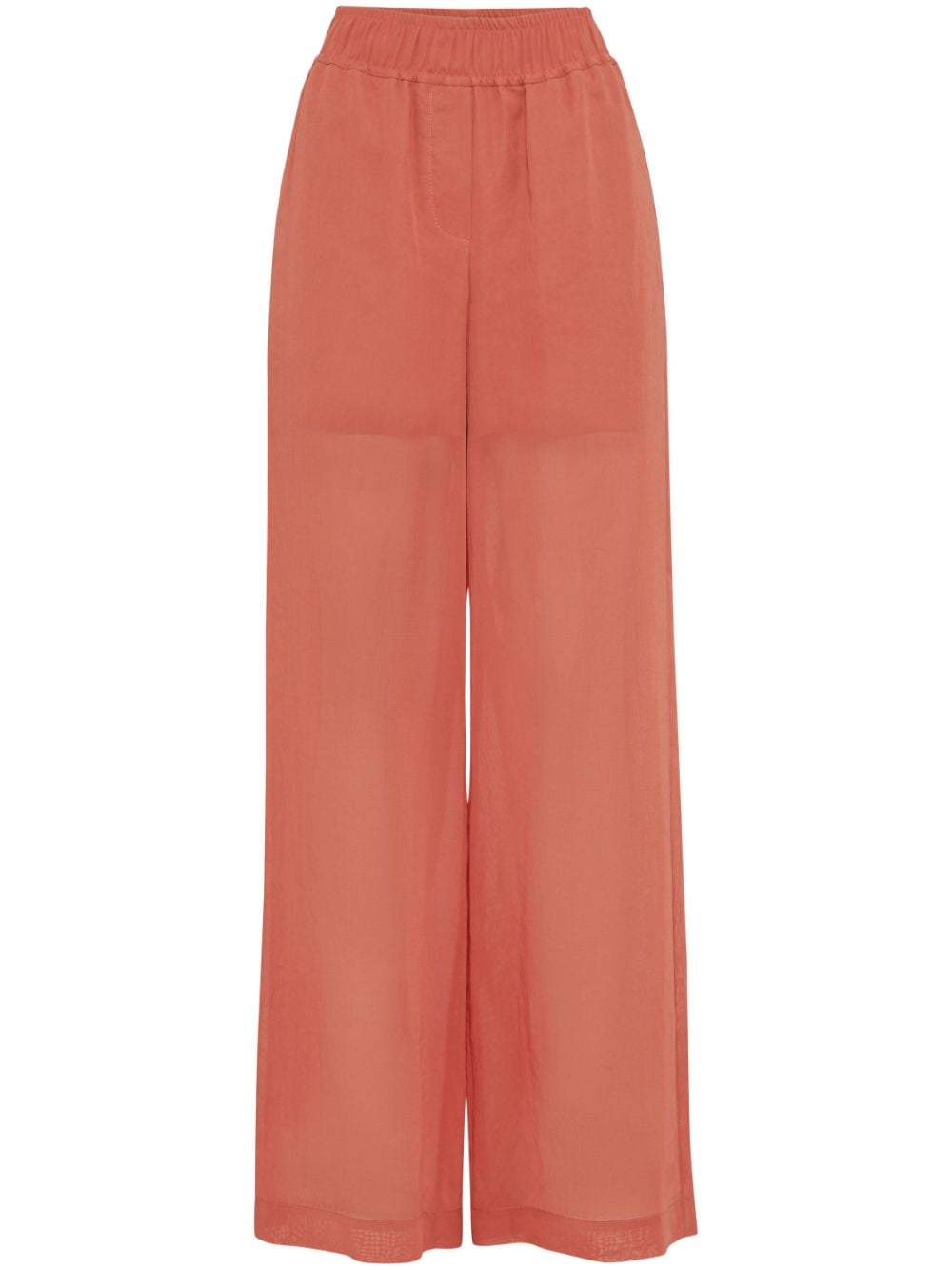 Brunello Cucinelli semi-sheer wide-leg trousers - Orange von Brunello Cucinelli