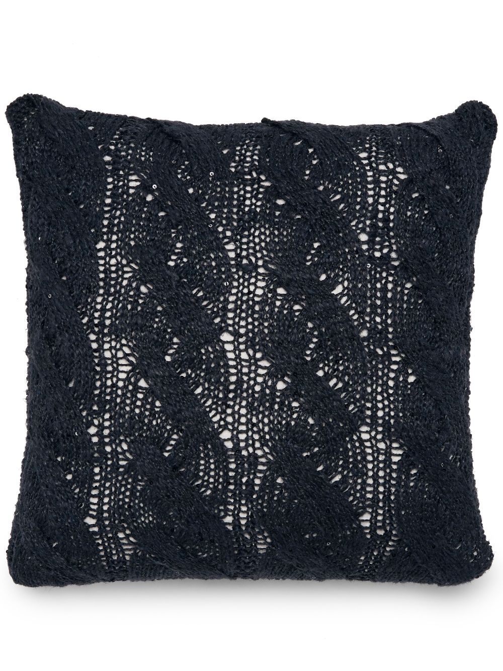 Brunello Cucinelli sequin-embellished cable-knit cushion - Grey von Brunello Cucinelli