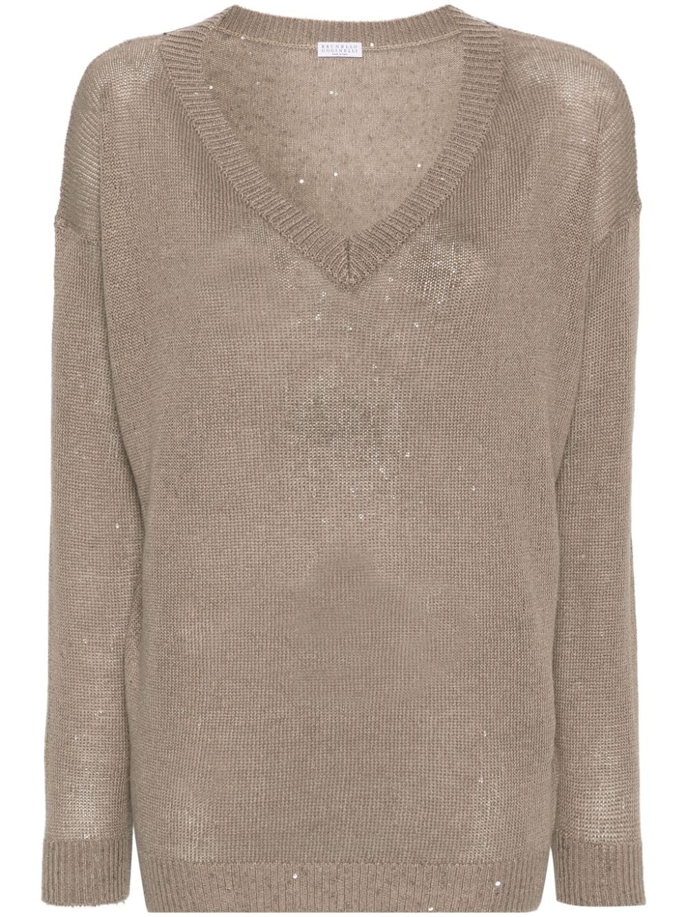 Brunello Cucinelli sequin-embellished knitted jumper - Brown von Brunello Cucinelli