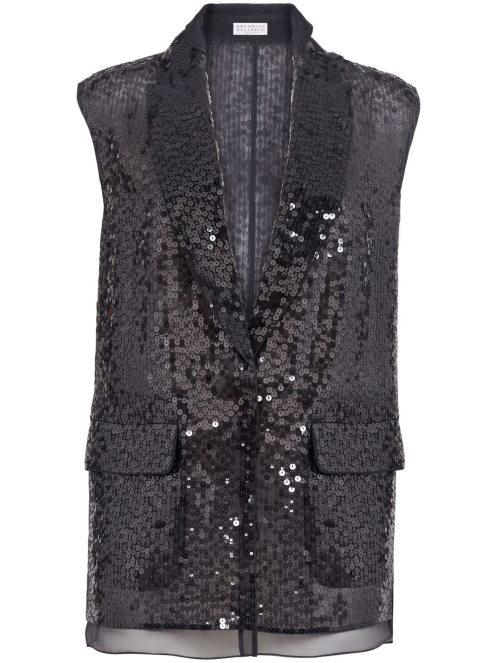 Brunello Cucinelli sequinned silk waistcoat - Black von Brunello Cucinelli