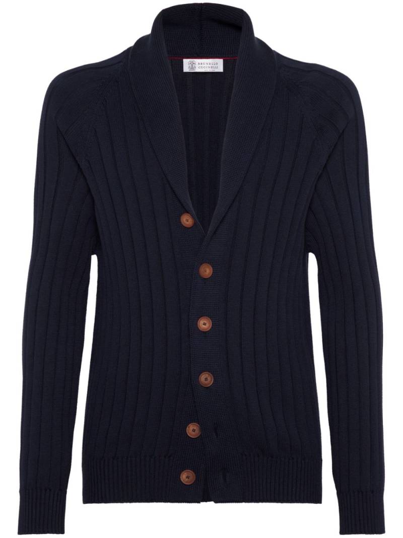 Brunello Cucinelli shawl-collar cotton cardigan - Blue von Brunello Cucinelli