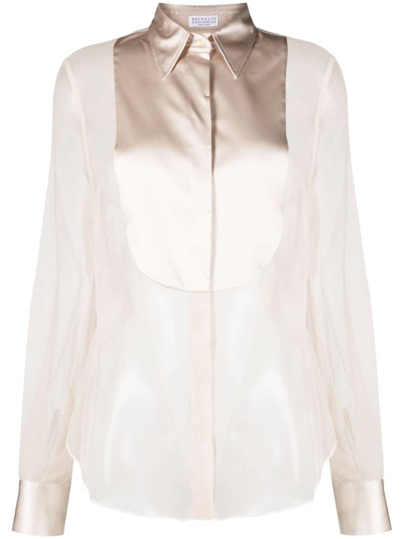 Brunello Cucinelli sheer silk shirt - Neutrals von Brunello Cucinelli