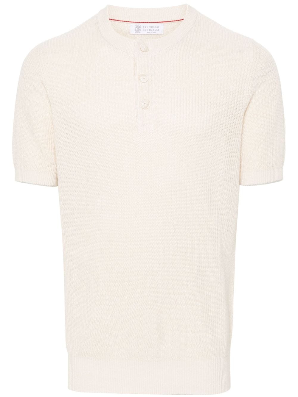 Brunello Cucinelli short-sleeved button-placket jumper - Neutrals von Brunello Cucinelli