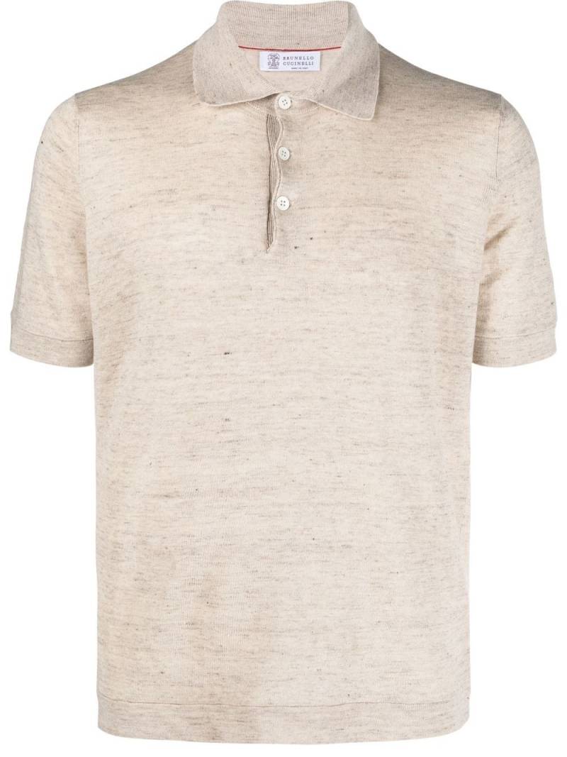 Brunello Cucinelli short-sleeved knitted polo shirt - Neutrals von Brunello Cucinelli