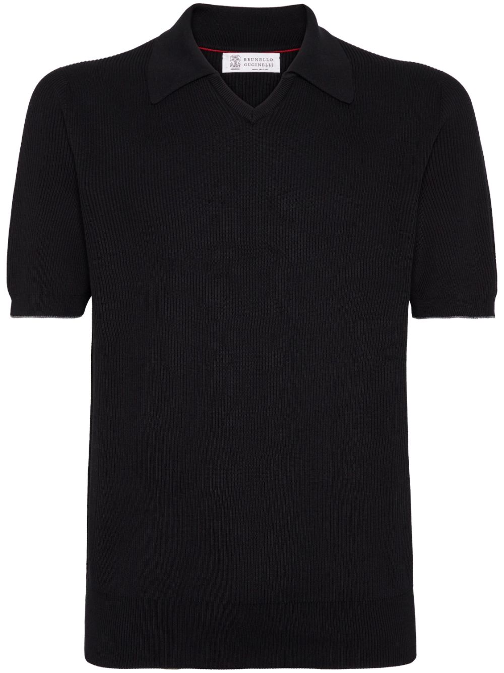 Brunello Cucinelli short-sleeves ribbed polo shirt - Black von Brunello Cucinelli