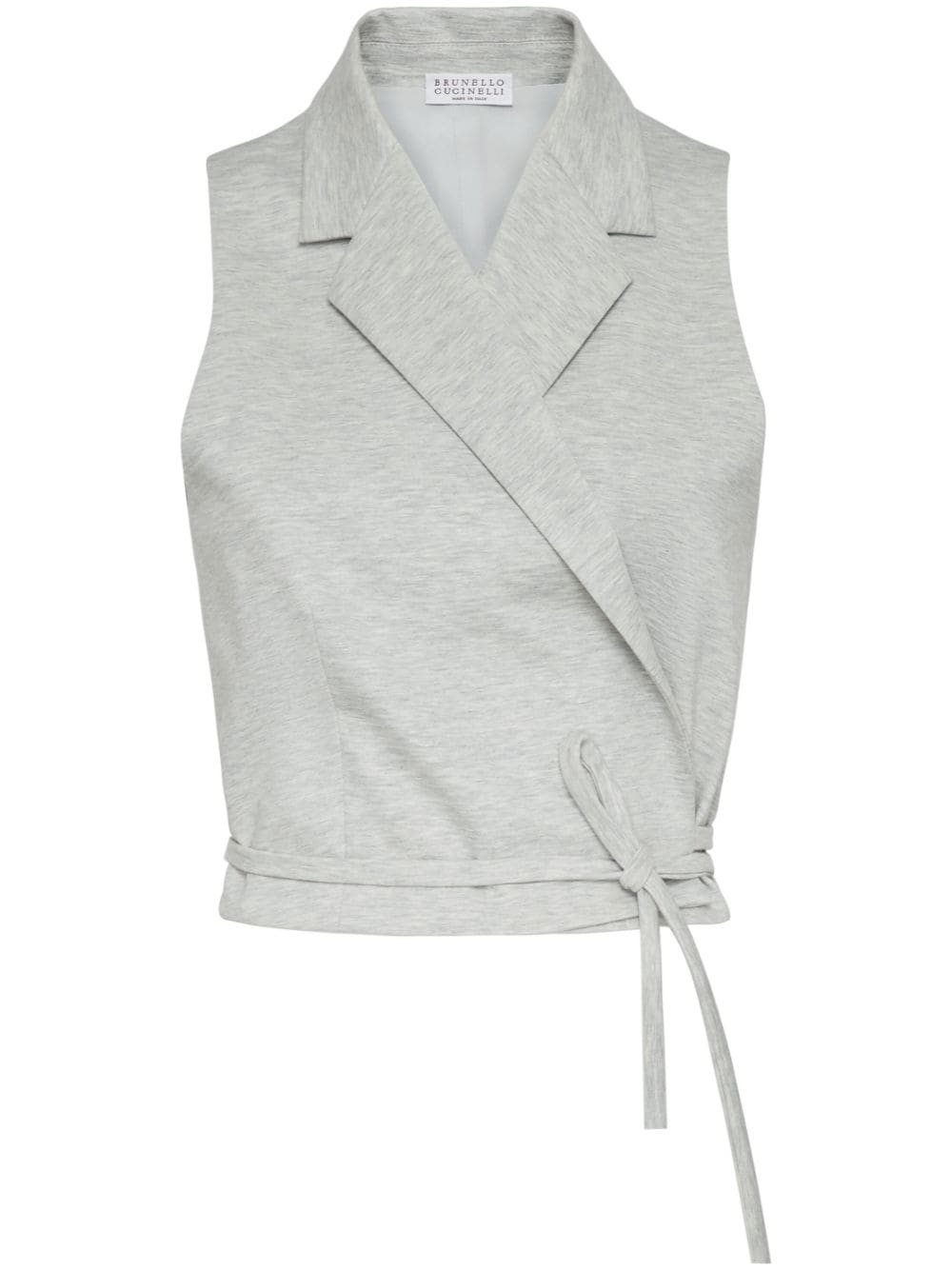 Brunello Cucinelli sleeveless wrap blouse - Grey von Brunello Cucinelli