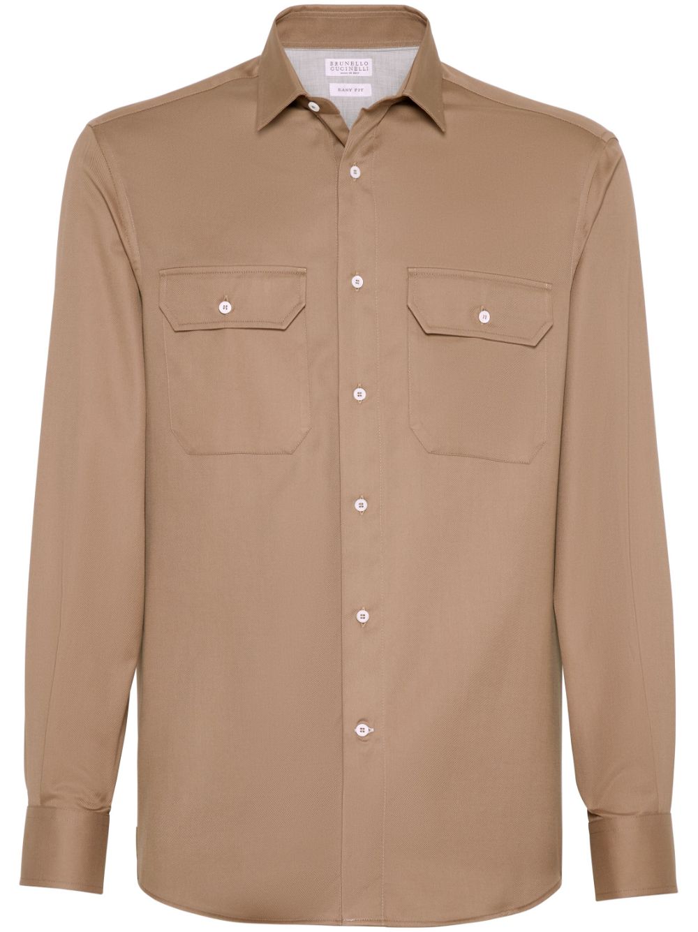 Brunello Cucinelli spread-collar cotton shirt - Brown von Brunello Cucinelli