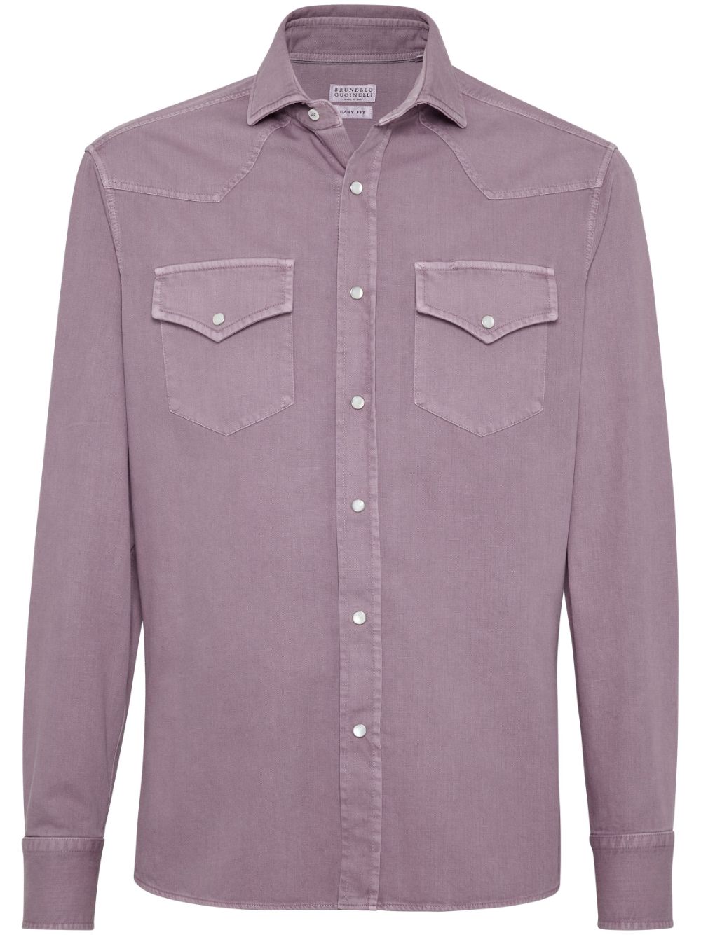 Brunello Cucinelli spread-collar cotton shirt - Purple von Brunello Cucinelli