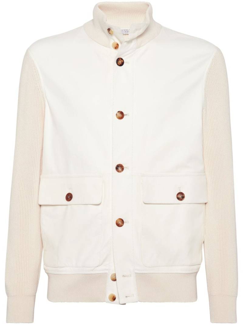 Brunello Cucinelli spread-collar leather shirt jacket - White von Brunello Cucinelli