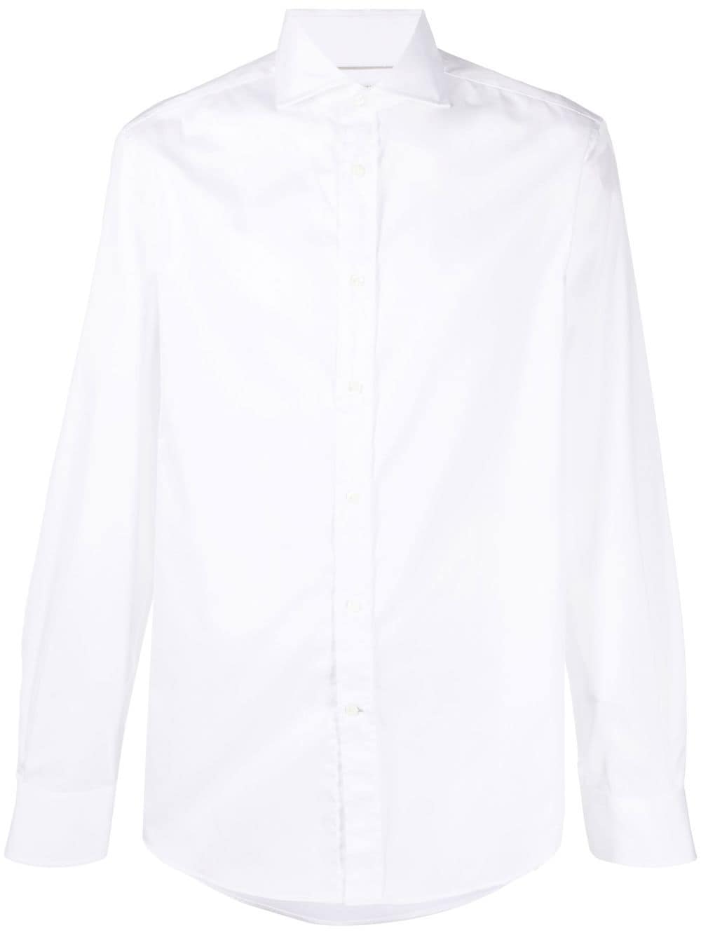 Brunello Cucinelli spread-collar long-sleeve shirt - White von Brunello Cucinelli