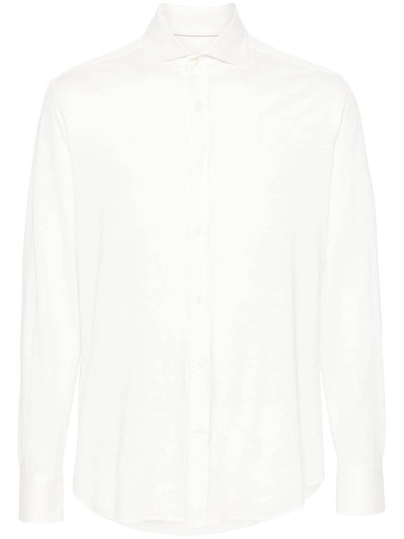 Brunello Cucinelli spread-collar textured shirt - White von Brunello Cucinelli