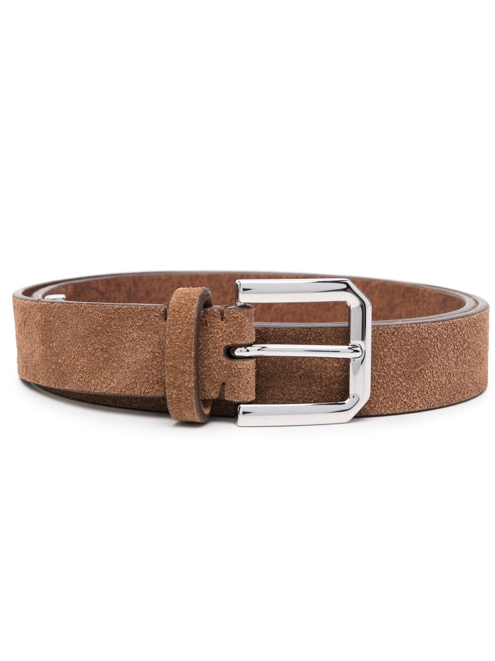 Brunello Cucinelli square-buckle textured belt - Brown von Brunello Cucinelli