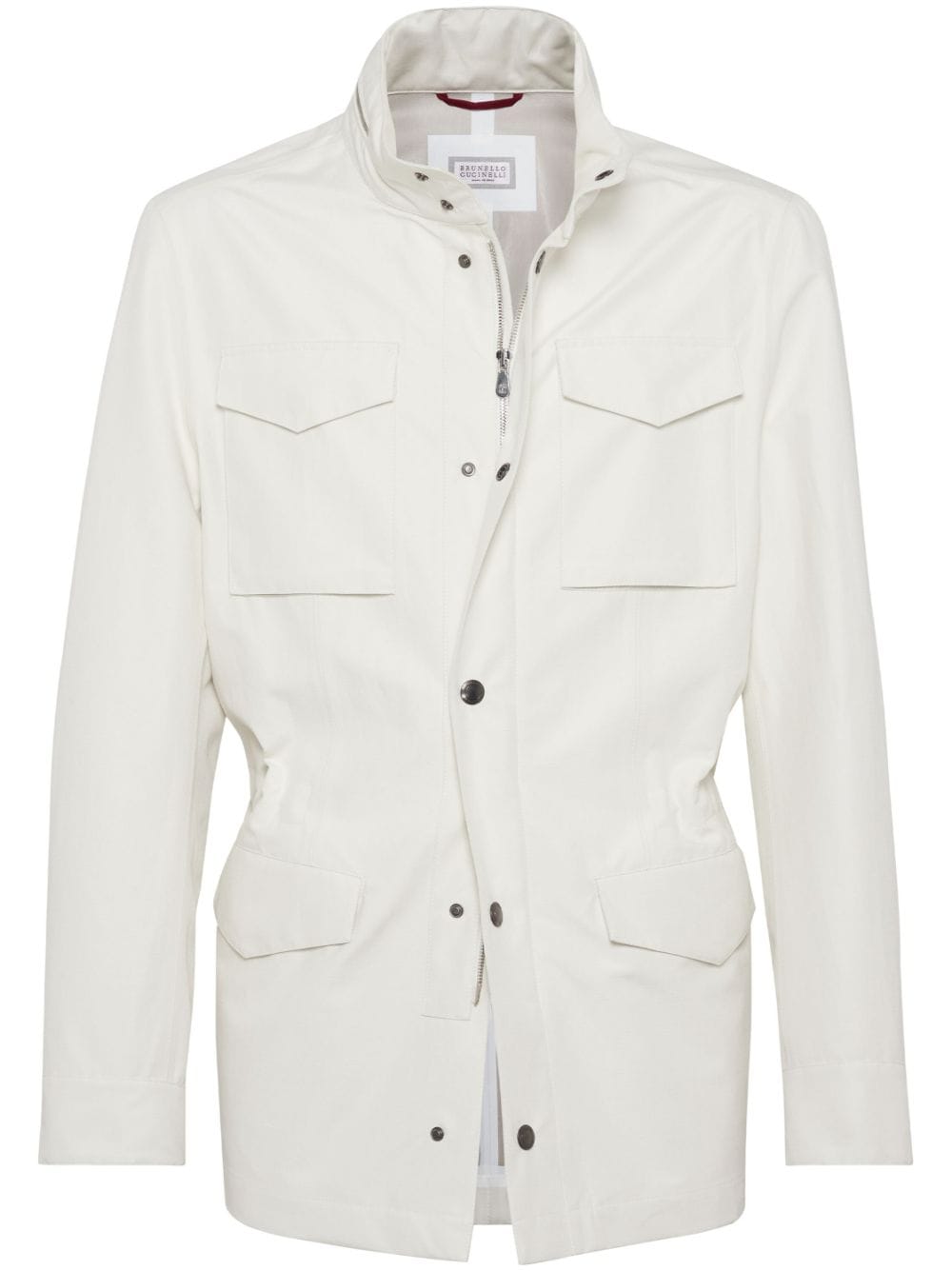 Brunello Cucinelli stand-up collar linen-blend coat - White von Brunello Cucinelli