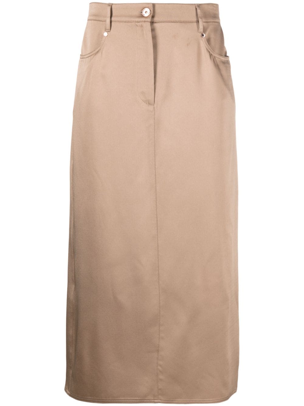 Brunello Cucinelli straight-cut midi skirt - Brown von Brunello Cucinelli