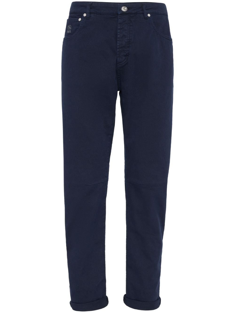 Brunello Cucinelli straight-leg cotton trousers - Blue von Brunello Cucinelli