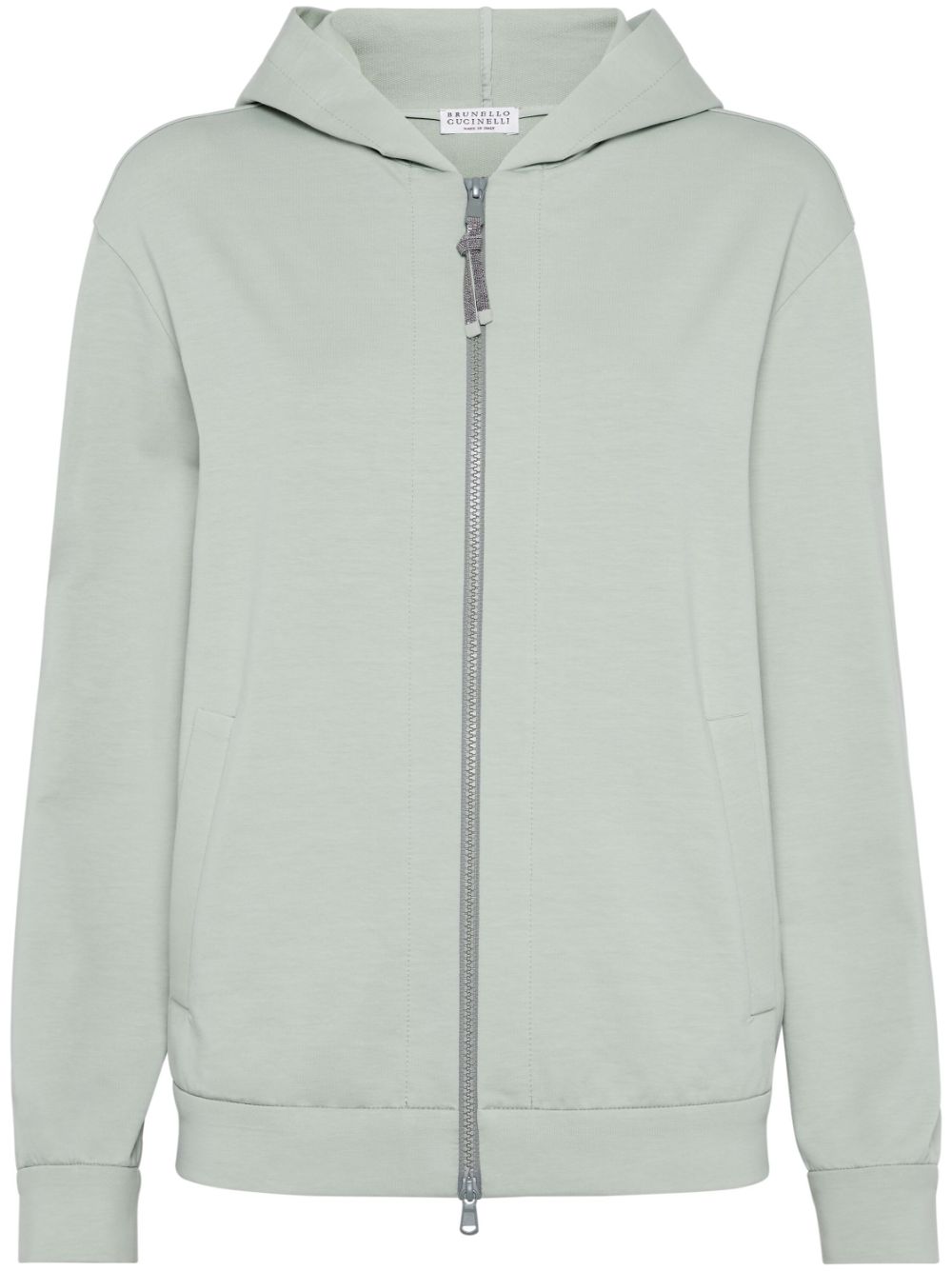 Brunello Cucinelli stretch-cotton zip-up hoodie - Green von Brunello Cucinelli